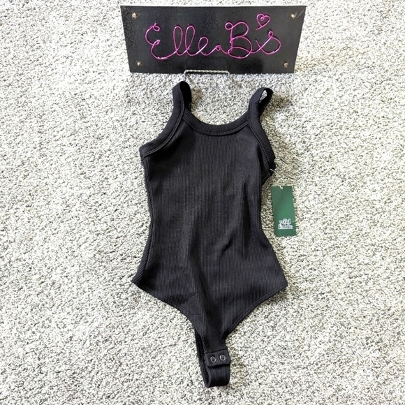 NWT Wild Fable Black Tank Ribbed Bodysuit XXS - Picture 1 of 3